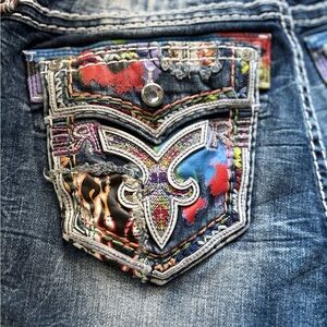 Rock Revival Blue Denim with Orange Accents